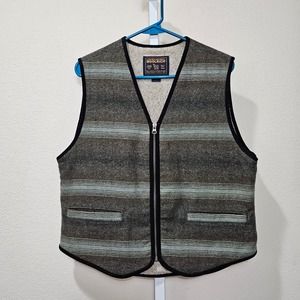 WOOLRICH Vintage Women's Wool Blend Fleece Lined Multicolored Striped Vest Sz M